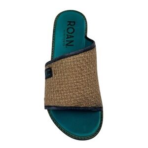 Roan by Bed Stu Womens Hara Leather Woven Jute Slide Sandals‎ Size 7 Brown Tan